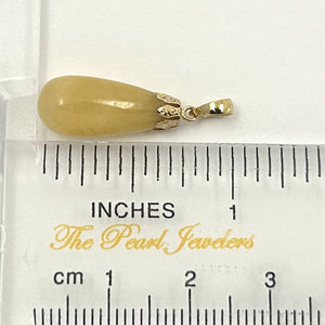 14k Solid Yellow Gold Yellow Jade Pendant Necklace