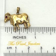 Load image into Gallery viewer, 14K Solid Yellow Gold Chinese Zodiac Ox Pendant with Ruby Eye