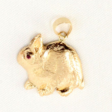 Load image into Gallery viewer, 14K Solid Yellow Gold Chinese Zodiac Rabbit Pendant with Ruby Eye