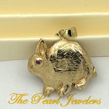 Load image into Gallery viewer, 14K Solid Yellow Gold Chinese Zodiac Rabbit Pendant with Ruby Eye
