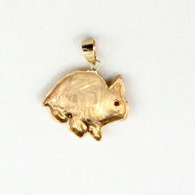 Load image into Gallery viewer, 14K Solid Yellow Gold Chinese Zodiac Rabbit Pendant with Ruby Eye
