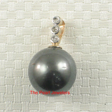 Load image into Gallery viewer, 14k Yellow Gold Triple Diamond Bale Black Tahitian Pearl Pendant