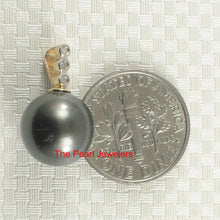 Load image into Gallery viewer, 14k Yellow Gold Triple Diamond Bale Black Tahitian Pearl Pendant