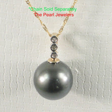 Load image into Gallery viewer, 14k Yellow Gold Triple Diamond Bale Black Tahitian Pearl Pendant