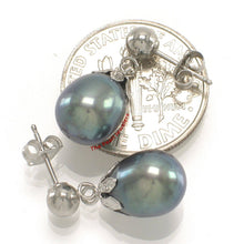 Load image into Gallery viewer, 14K White Gold Claws Black Pearl Dangle Earrings