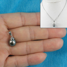 Load image into Gallery viewer, 14k White Gold Black-Blue Tahitian Pearl Pendant
