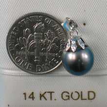 Load image into Gallery viewer, 14k White Gold Black-Blue Tahitian Pearl Pendant