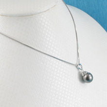 Load image into Gallery viewer, 14k White Gold Black-Blue Tahitian Pearl Pendant