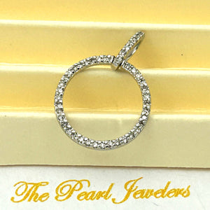 14k White Gold Circle Diamond Pendant (46 Stones)