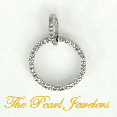14k White Gold Circle Diamond Pendant (46 Stones)