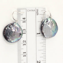 Load image into Gallery viewer, 14K White Gold Diamond Black Coin Pearl Hook Earrings