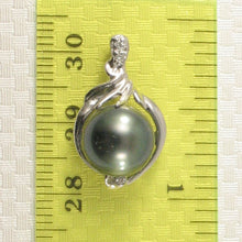 Load image into Gallery viewer, 14k White Gold Diamond &amp; Black Tahitian Pearl Pendant