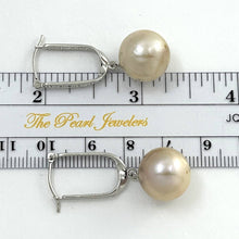 Load image into Gallery viewer, 14K White Gold Diamond Pink Pearl Dangle Earrings