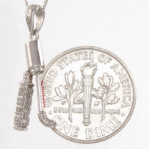 14k Solid White Gold Diamond Golf Bag Pendant Necklace