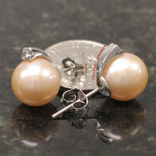 Load image into Gallery viewer, 14K White Gold Pink Pearl &amp; Diamond Stud Earrings