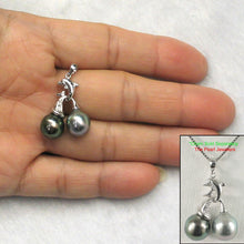 Load image into Gallery viewer, 14k White Gold Dolphin-Design Tahitian Pearl Pendant