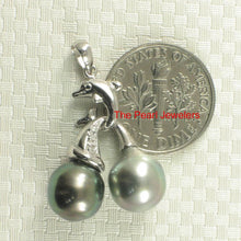 Load image into Gallery viewer, 14k White Gold Dolphin-Design Tahitian Pearl Pendant
