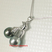 Load image into Gallery viewer, 14k White Gold Dolphin-Design Tahitian Pearl Pendant
