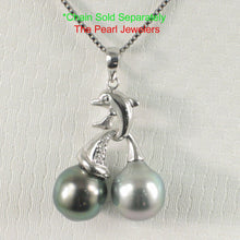 Load image into Gallery viewer, 14k White Gold Dolphin-Design Tahitian Pearl Pendant
