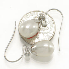 Load image into Gallery viewer, 14K White Gold Fish Hook White Pearl Claw Earrings (7.5–8mm)