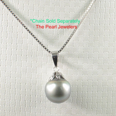 14k White Gold Gray-Blue Tahitian Pearl Pendant