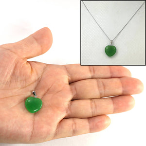 14k White Gold Green Jade Heart Pendant