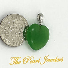 Load image into Gallery viewer, 14k White Gold Green Jade Heart Pendant