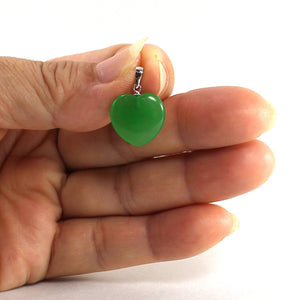 14k White Gold Green Jade Heart Pendant