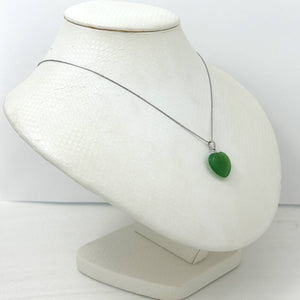 14k White Gold Green Jade Heart Pendant