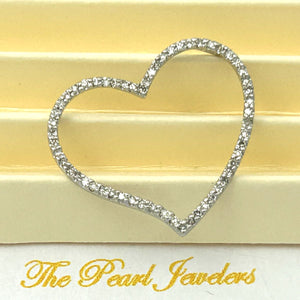 14k White Gold Heart Diamond Pendant Necklace (58 Stones)
