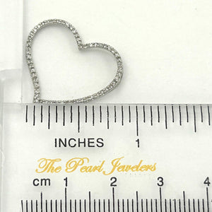 14k White Gold Heart Diamond Pendant Necklace (58 Stones)