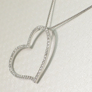 14k White Gold Heart Diamond Pendant Necklace (58 Stones)