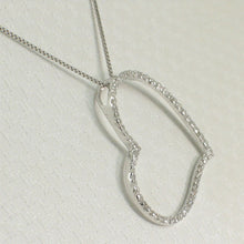 Load image into Gallery viewer, 14k White Gold Heart Diamond Pendant Necklace (58 Stones)