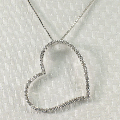 14k White Gold Heart Diamond Pendant Necklace (58 Stones)