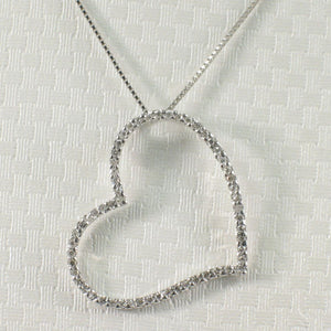 14k White Gold Heart Diamond Pendant Necklace (58 Stones)