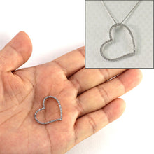 Load image into Gallery viewer, 14k White Gold Love Heart Diamond Pendant Necklace (58 Stones)
