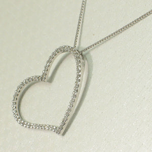 14k White Gold Love Heart Diamond Pendant Necklace (58 Stones)