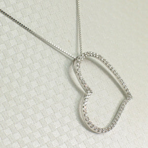 14k White Gold Love Heart Diamond Pendant Necklace (58 Stones)