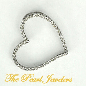 14k White Gold Love Heart Diamond Pendant Necklace (58 Stones)