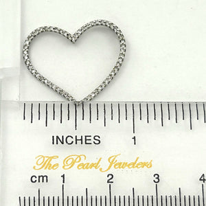 14k White Gold Love Heart Diamond Pendant Necklace (58 Stones)