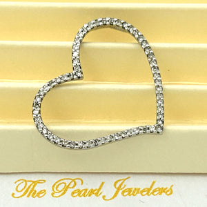 14k White Gold Love Heart Diamond Pendant Necklace (58 Stones)