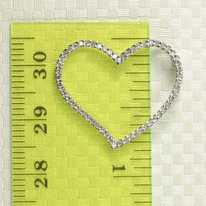 14k White Gold Love Heart Diamond Pendant Necklace (58 Stones)