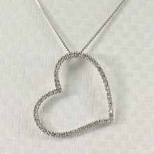 Load image into Gallery viewer, 14k White Gold Love Heart Diamond Pendant Necklace (58 Stones)