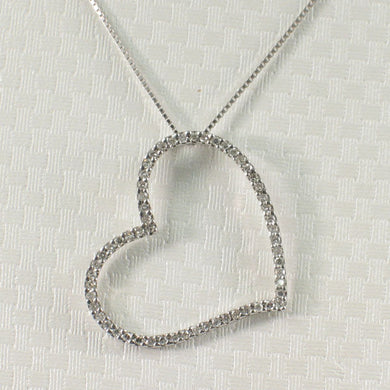 14k White Gold Love Heart Diamond Pendant Necklace (58 Stones)