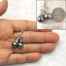 Load image into Gallery viewer, 14k White Gold Twin Tahitian Pearl &amp; Diamond Pendant