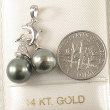 Load image into Gallery viewer, 14k White Gold Twin Tahitian Pearl &amp; Diamond Pendant