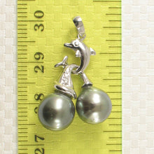 Load image into Gallery viewer, 14k White Gold Twin Tahitian Pearl &amp; Diamond Pendant