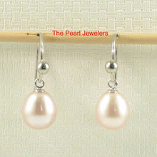 Load image into Gallery viewer, 14K White Gold Pink Pearl Fish Hook Dangle Earrings