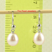 Load image into Gallery viewer, 14K White Gold Pink Pearl Fish Hook Dangle Earrings