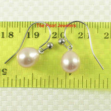 Load image into Gallery viewer, 14K White Gold Pink Pearl Fish Hook Dangle Earrings